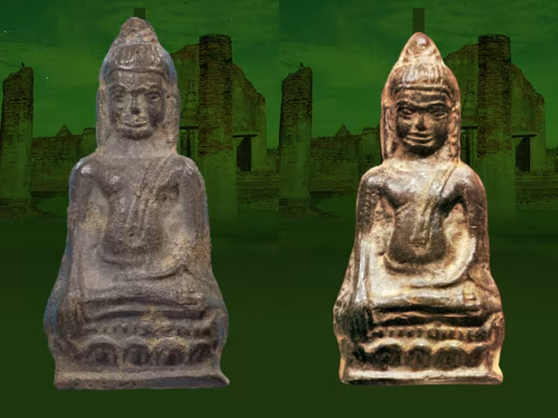 พระหูยานพิมพ์ใหญ่ เนื้อชินเงิน กรุวัดพระศรีรัตนมหาธาตุ จ.ลพบุรี (กรุเก่า)