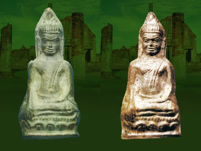 พระหูยานพิมพ์ใหญ่ เนื้อชินเงิน กรุวัดพระศรีรัตนมหาธาตุ จ.ลพบุรี (กรุใหม่)